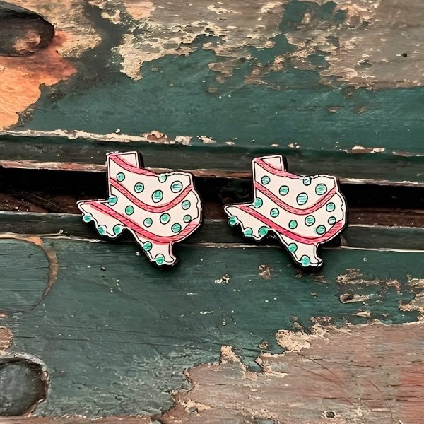 Texas Christmas Cake Stud Earrings Online now - Image 2