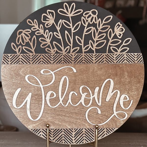 Welcome Floral Geometric Door Hanger Online Hot Sale
