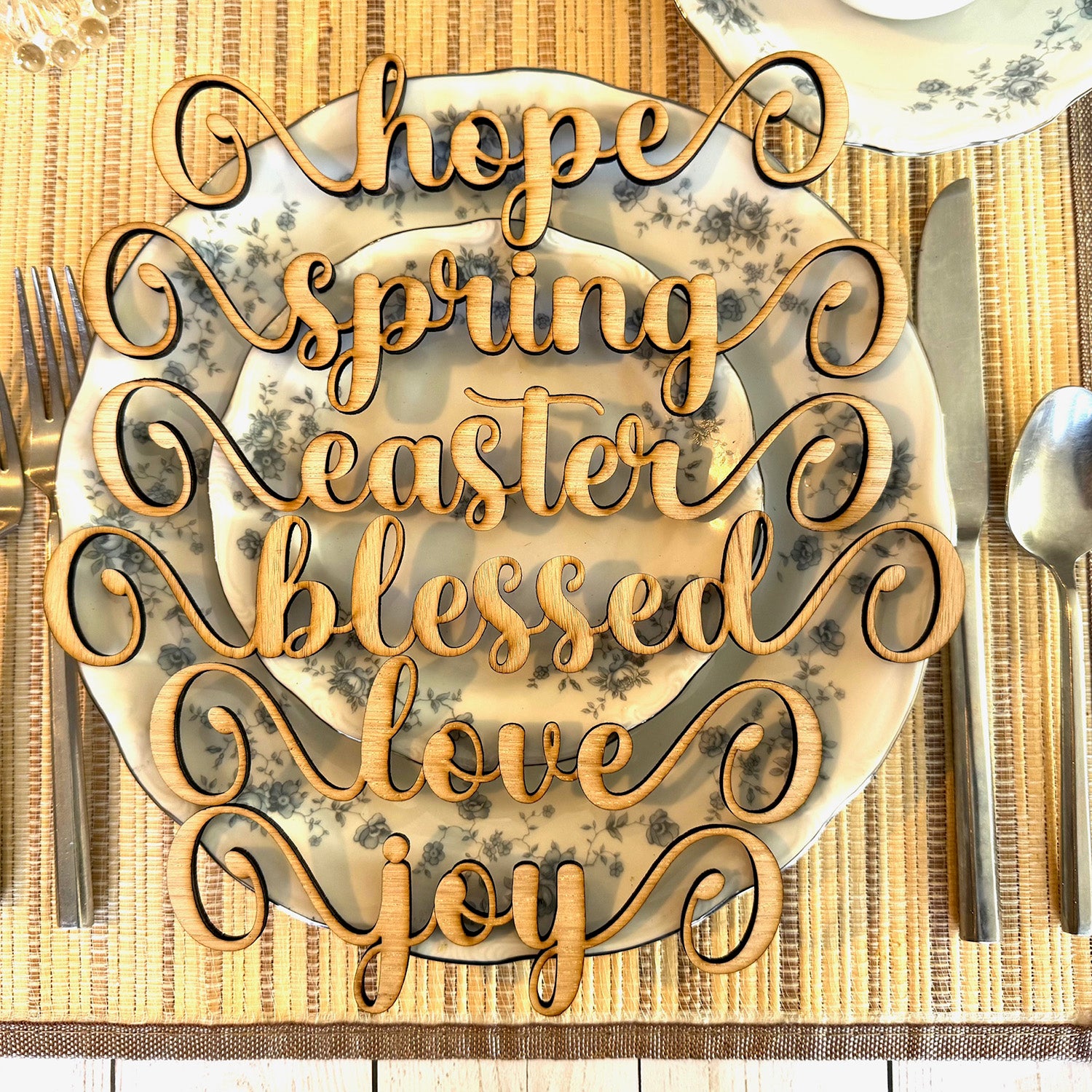Festive Easter Word Cutouts – Spring Table Decor – Blessed, Love, Hope (Set of 6) Supply
