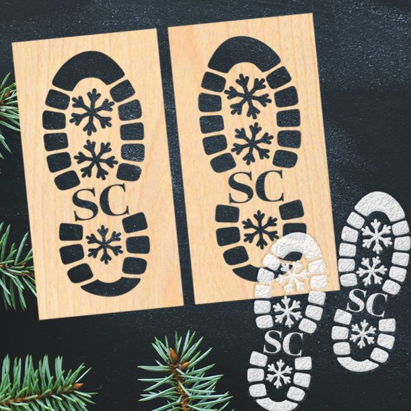 Santa Claus Boot with Snowflakes Footprint Stencil Discount