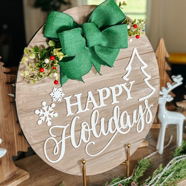 Rustic Happy Holidays Door Hanger Cheap - Image 2