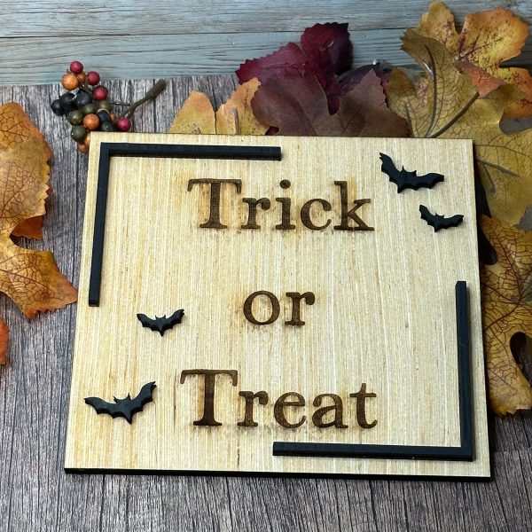 Trick or Treat with Bats Halloween Sign Sale