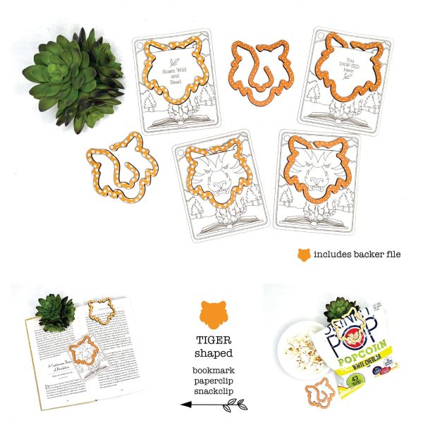 Tiger Shaped Bookmark with Card Backer - Paperclip - Snack Bag Closure Fashion - Image 2