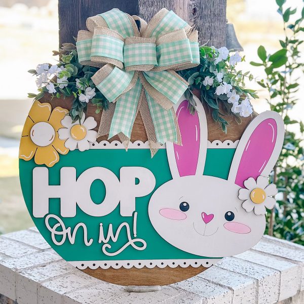 Hop On In Bunny Door Hanger Fashion
