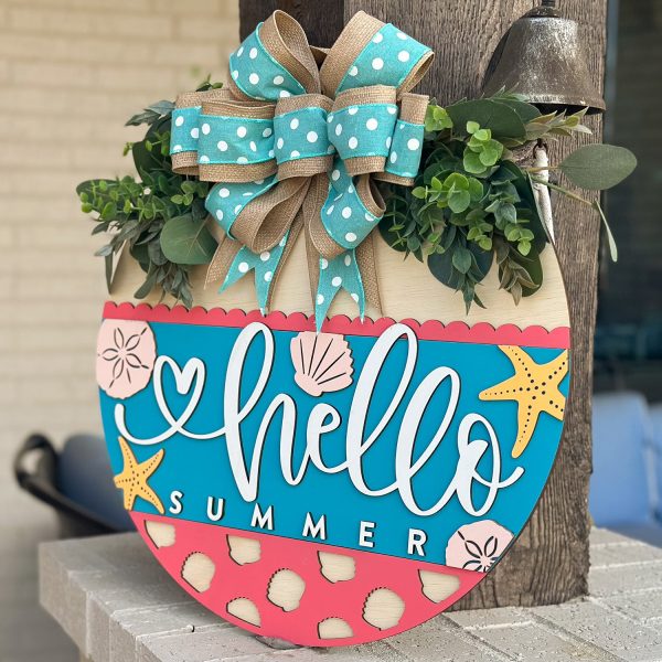 Hello Summer Beach-Themed Door Hanger Supply - Image 2