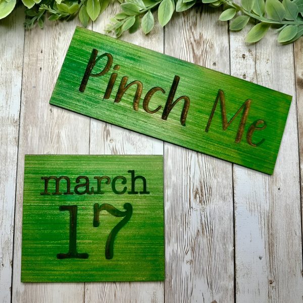 St. Patrick’s Day Pinch Me & March 17 Tiered Tray Signs (Set of 2) Online