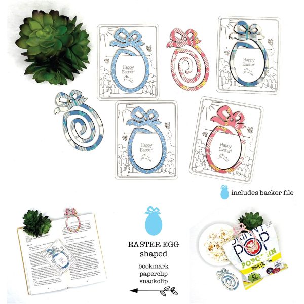 Easter Egg Shaped Bookmark with Card Backer - Paperclip - Snack Bag Closure Hot on Sale - Image 2