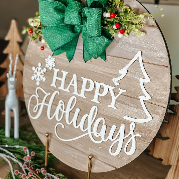 Rustic Happy Holidays Door Hanger Cheap - Image 3