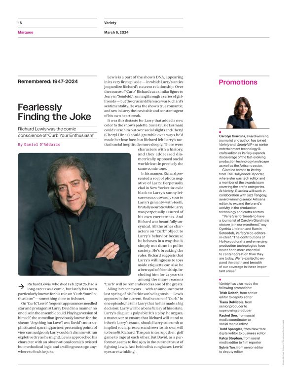 Variety - 24.03.06 Edition: Oscars  Big Week, The Making Of A Maestro, Steven Spielberg Calls John Williams His Primary Creative Partner, Curb Your Enthusiasm s Richard Lewis Comic Career & More! For Discount - Image 5