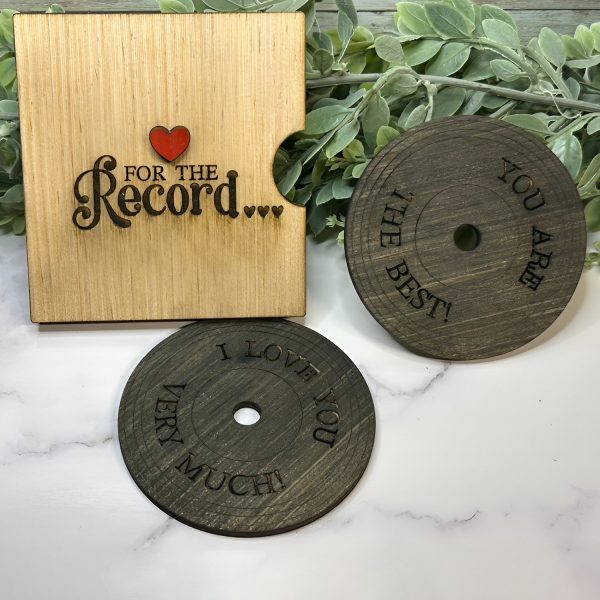 For the Record I Love You Wood Card Valentine s Day Card Sale