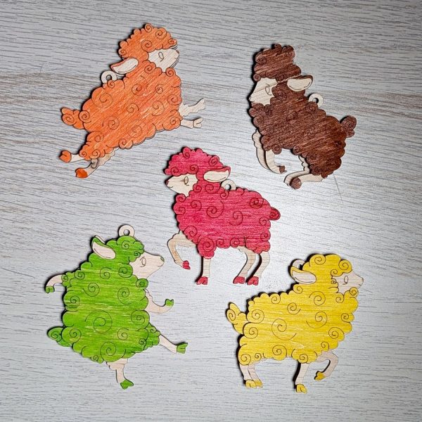 Playful Layered Cartoon Sheep Ornaments (Set of 5) Online
