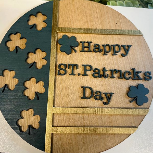 Happy St. Patrick’s Day Shamrock Door Sign Online now - Image 2