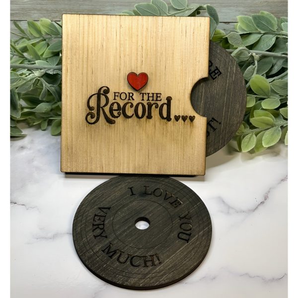 For the Record I Love You Wood Card Valentine s Day Card Sale - Image 3