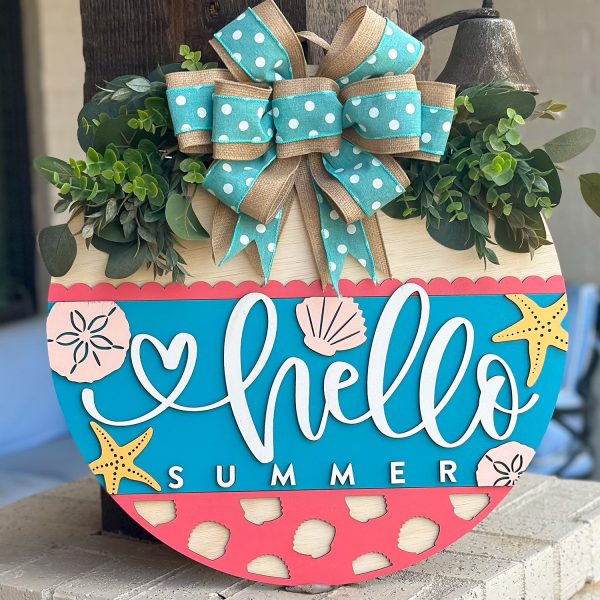 Hello Summer Beach-Themed Door Hanger Supply