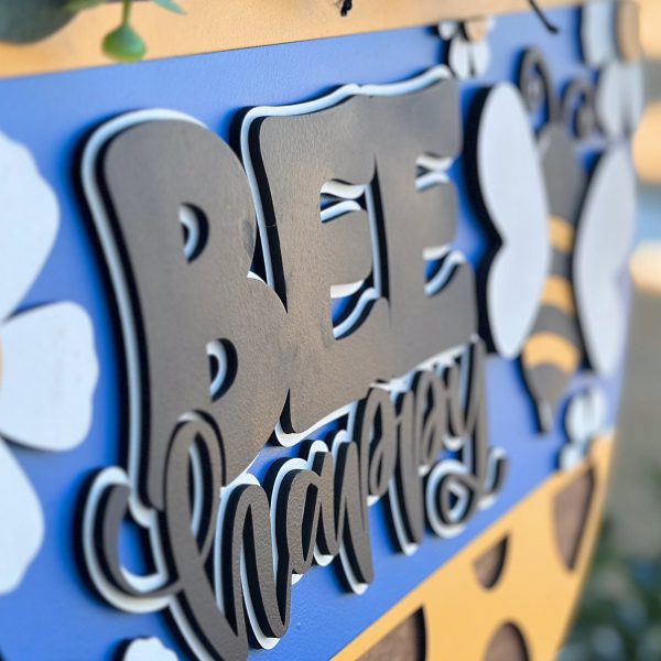 Bee Happy Round Door Hanger Polka Dot Sign Farmhouse Porch Decor Sale - Image 4