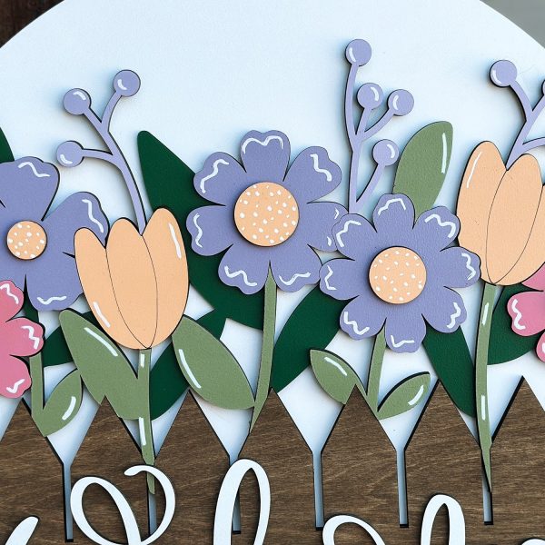 Floral Fence Welcome Sign with Spring Flowers For Cheap - Image 4
