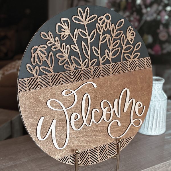 Welcome Floral Geometric Door Hanger Online Hot Sale - Image 2
