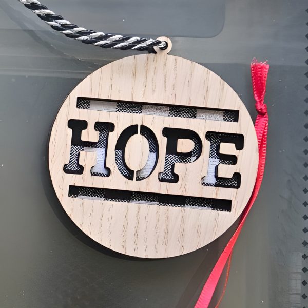 Plaid Wood Christmas  Hope  Ornament Online now - Image 3