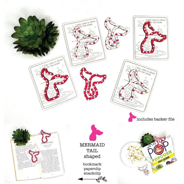 Mermaid Tail Shaped Bookmark with Card Backer - Paperclip - Snack Bag Closure Cheap - Image 2