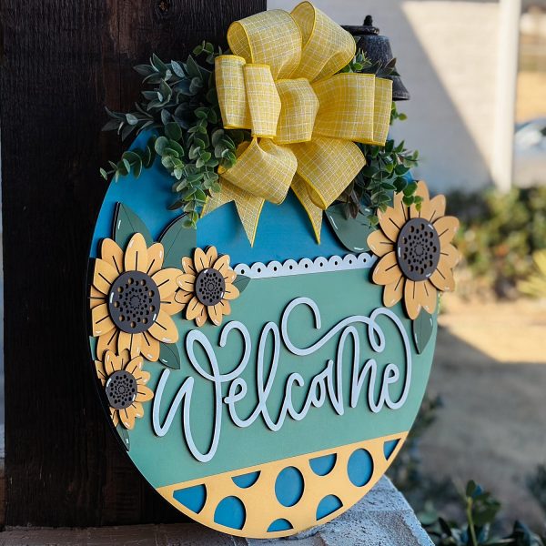 Welcome Sunflower Door Hanger with Layered Floral Design Online Hot Sale - Image 2