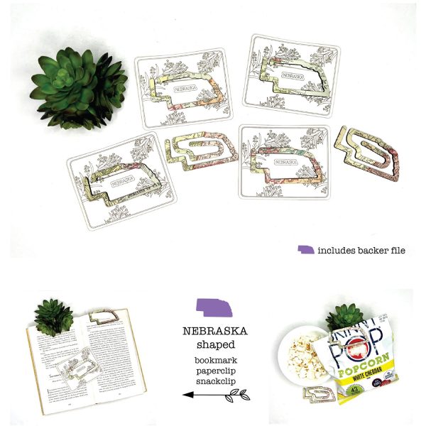 Nebraska Shaped Bookmark with Card Backer - Paperclip - Snack Bag Closure Supply - Image 2
