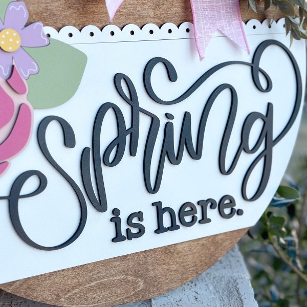 Spring Is Here Floral Door Hanger Sale - Image 5