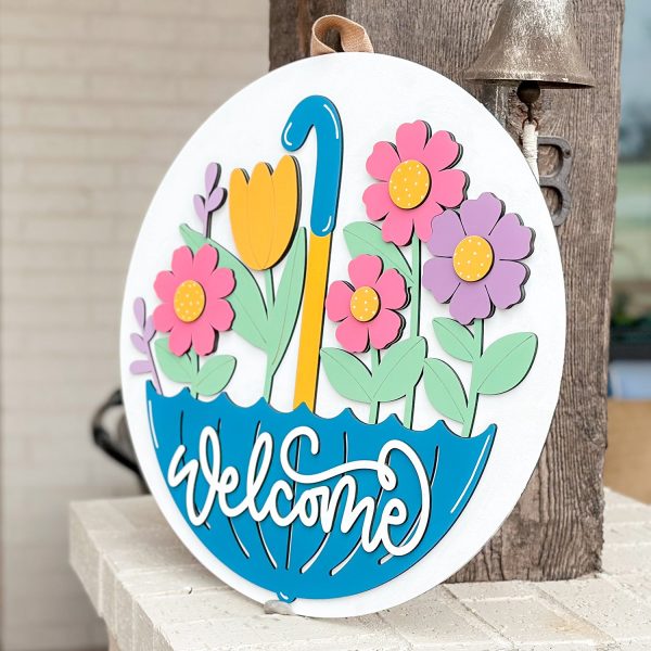 Welcome Spring Umbrella Door Hanger on Sale - Image 3