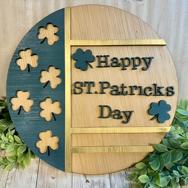 Happy St. Patrick’s Day Shamrock Door Sign Online now
