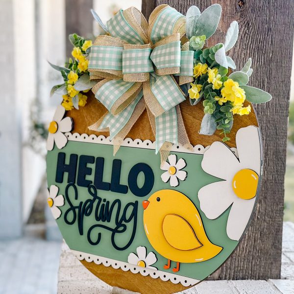 Hello Spring Chick Door Hanger Cheap - Image 3