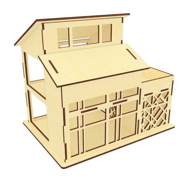 Dollhouse with Open Walls and  Balcony in High-Tech Style with Geometric Pattern Discount - Image 3