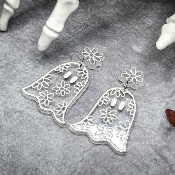 Groovy Ghost Earrings With Flowers Online - Image 3