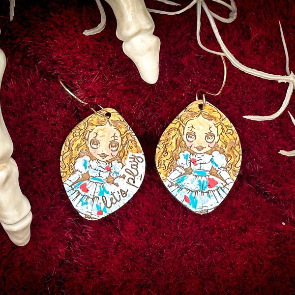 Let s Play Creepy Doll Halloween Dangle Earrings Online Sale