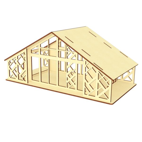 Patterned Dollhouse with Large Windows and Open Side Online now
