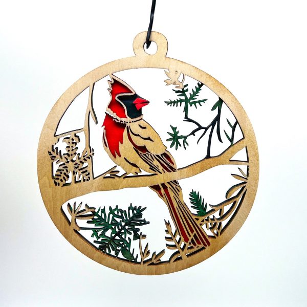 2-Layered Cardinal Memorial Ornament Online Sale
