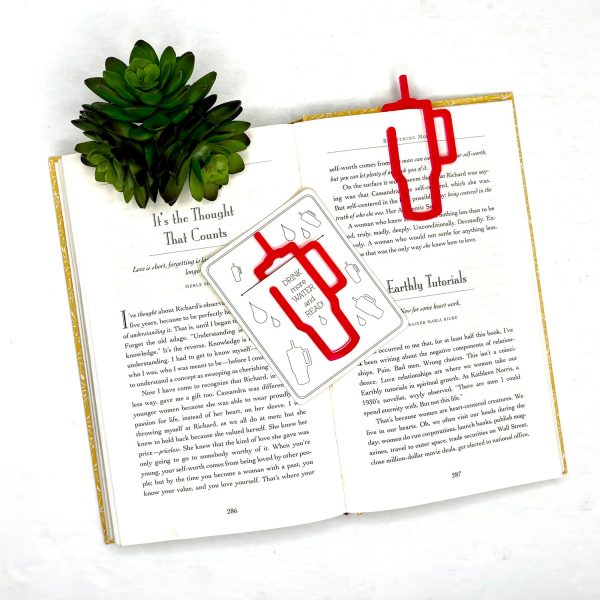 Tumbler Shaped Bookmark with Card Backer - Paperclip - Snack Bag Closure Hot on Sale