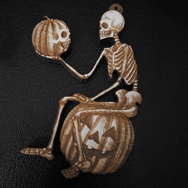Pumpkin Skeleton Earrings For Sale - Image 3
