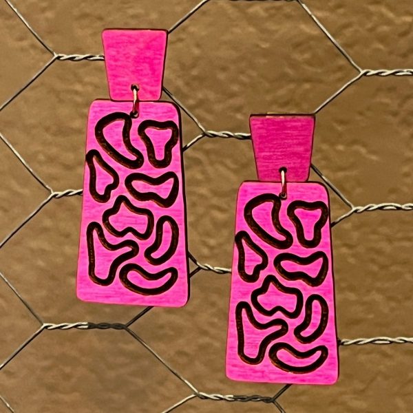 Leopard Print Outline 2-Part Rectangle Dangle Earrings Online Sale - Image 2