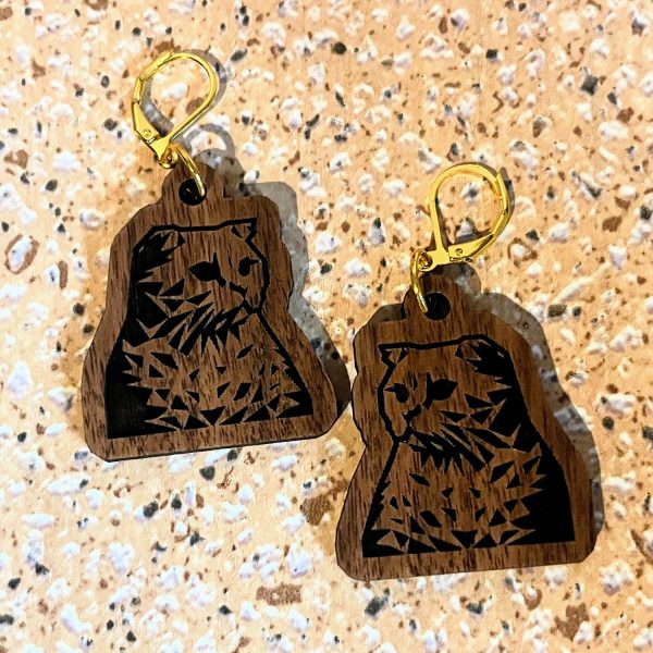 Geometric Scottish Fold Cat Earrings For Cheap