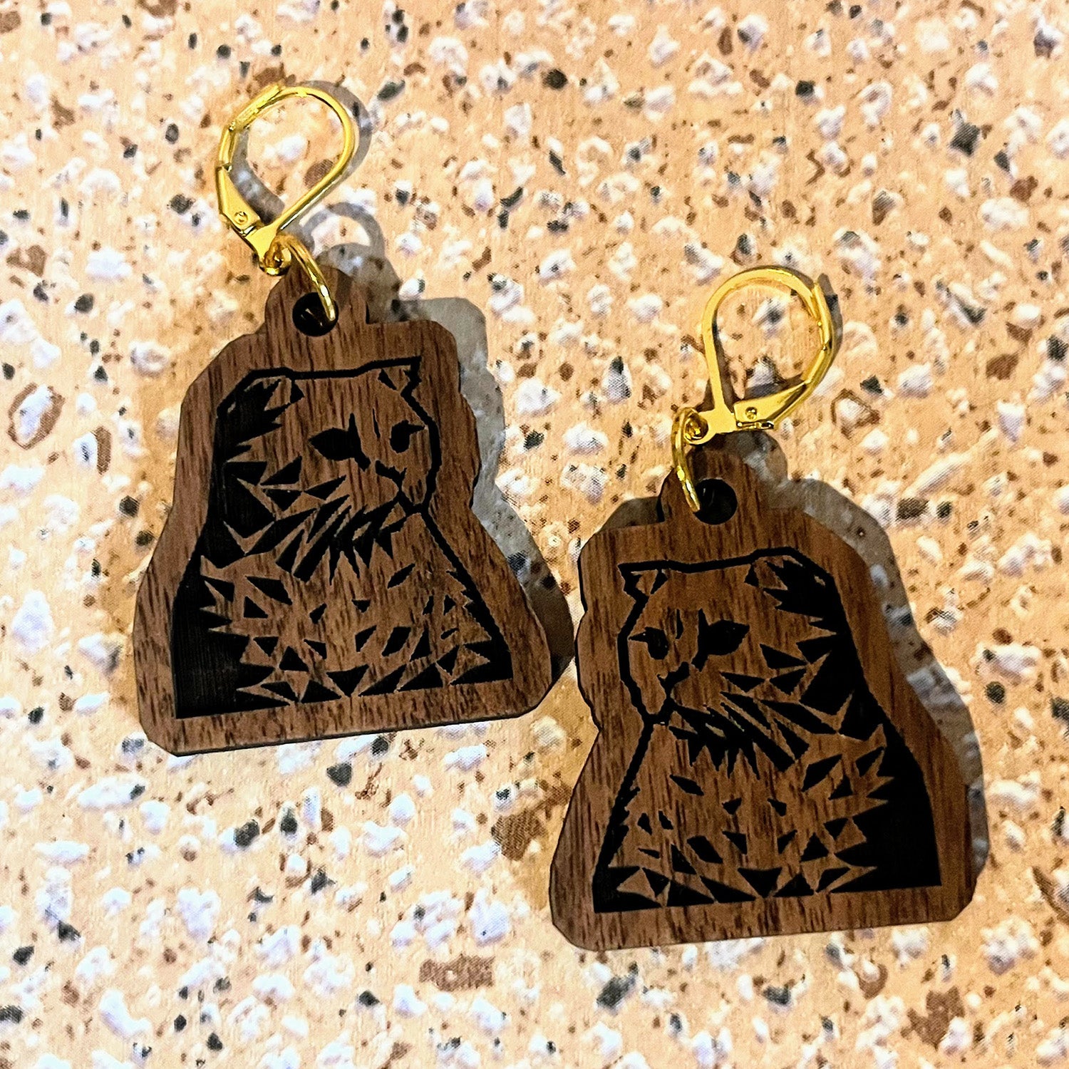 Geometric Scottish Fold Cat Earrings For Cheap