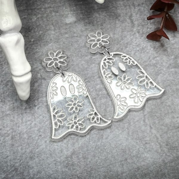 Groovy Ghost Earrings With Flowers Online - Image 2