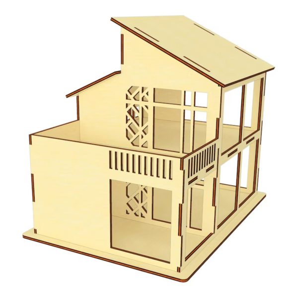 Dollhouse with Open Walls and  Balcony in High-Tech Style with Geometric Pattern Discount - Image 4