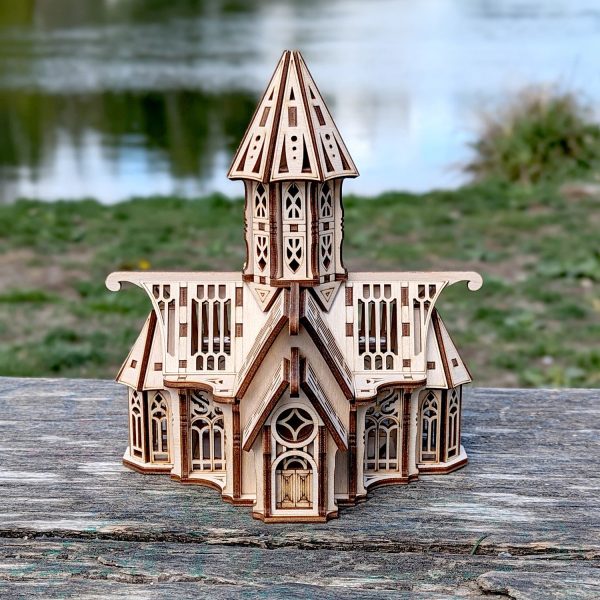 Gothic Castle with a Tower and Stained Glass Windows Fashion