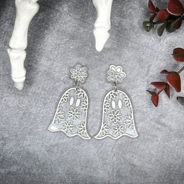 Groovy Ghost Earrings With Flowers Online