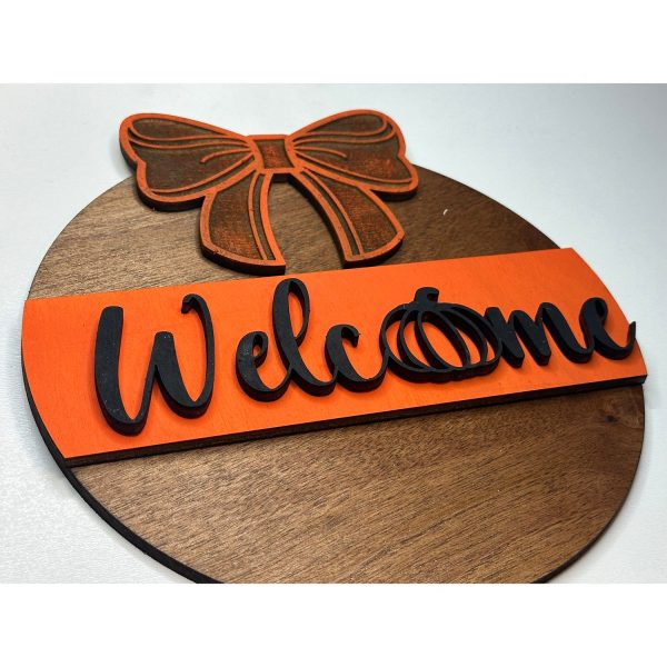 Welcome Pumpkin Bow Fall Door Sign on Sale - Image 2