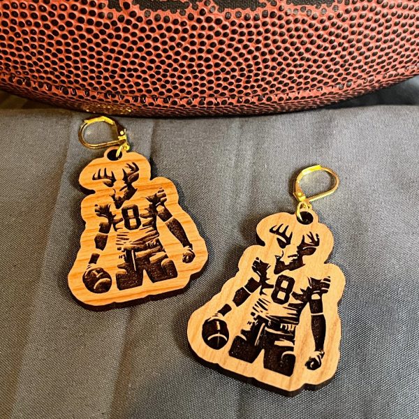 Football Buck   Stag Mascot Earrings For Discount