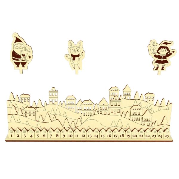 Advent Countdown Calendar with Santa, Elf and Reindeer on the Winter City Background Online Sale - Image 3