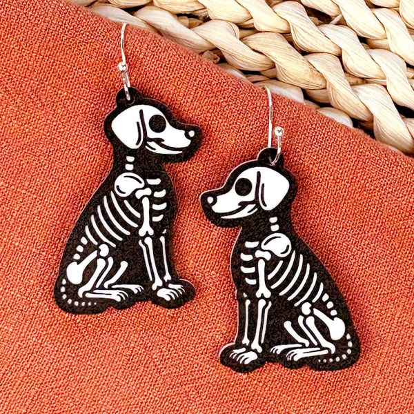 Dog Skeleton Halloween Earrings Hot on Sale