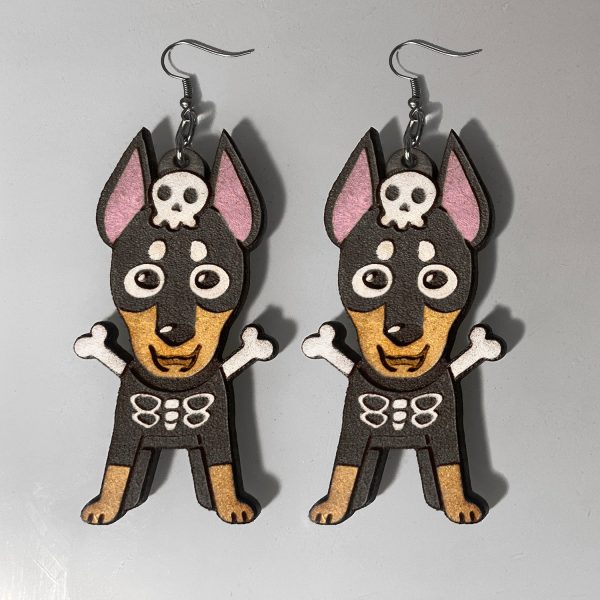 Skeleton Dog Earrings For Sale