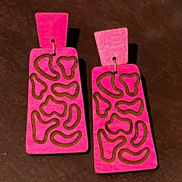Leopard Print Outline 2-Part Rectangle Dangle Earrings Online Sale