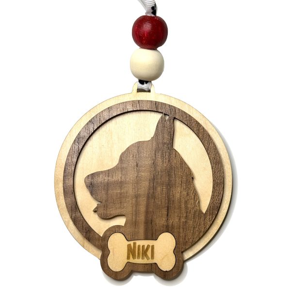 Siberian Husky Silhouette Christmas Ornament (Set of 3) with Personalization Online now